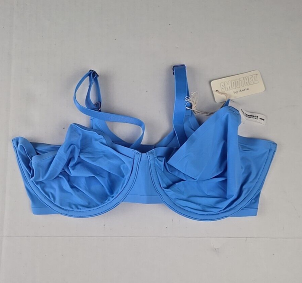 Aerie Smoothez Full Coverage Mesh Unlined Bra Blue 32DDD